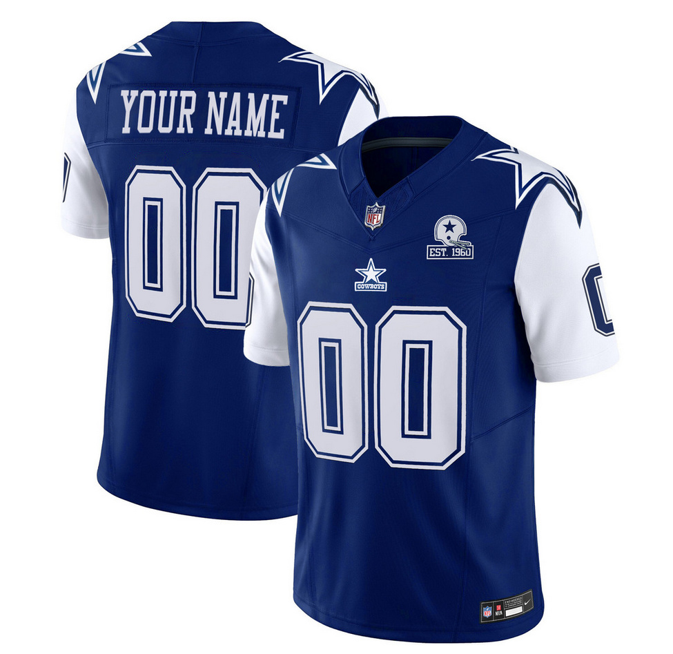 Men's Dallas Cowboys Active Player Custom Navy 2023 F.U.S.E. With Established In 1960 Patch Vapor Limited Football Stitched Jersey